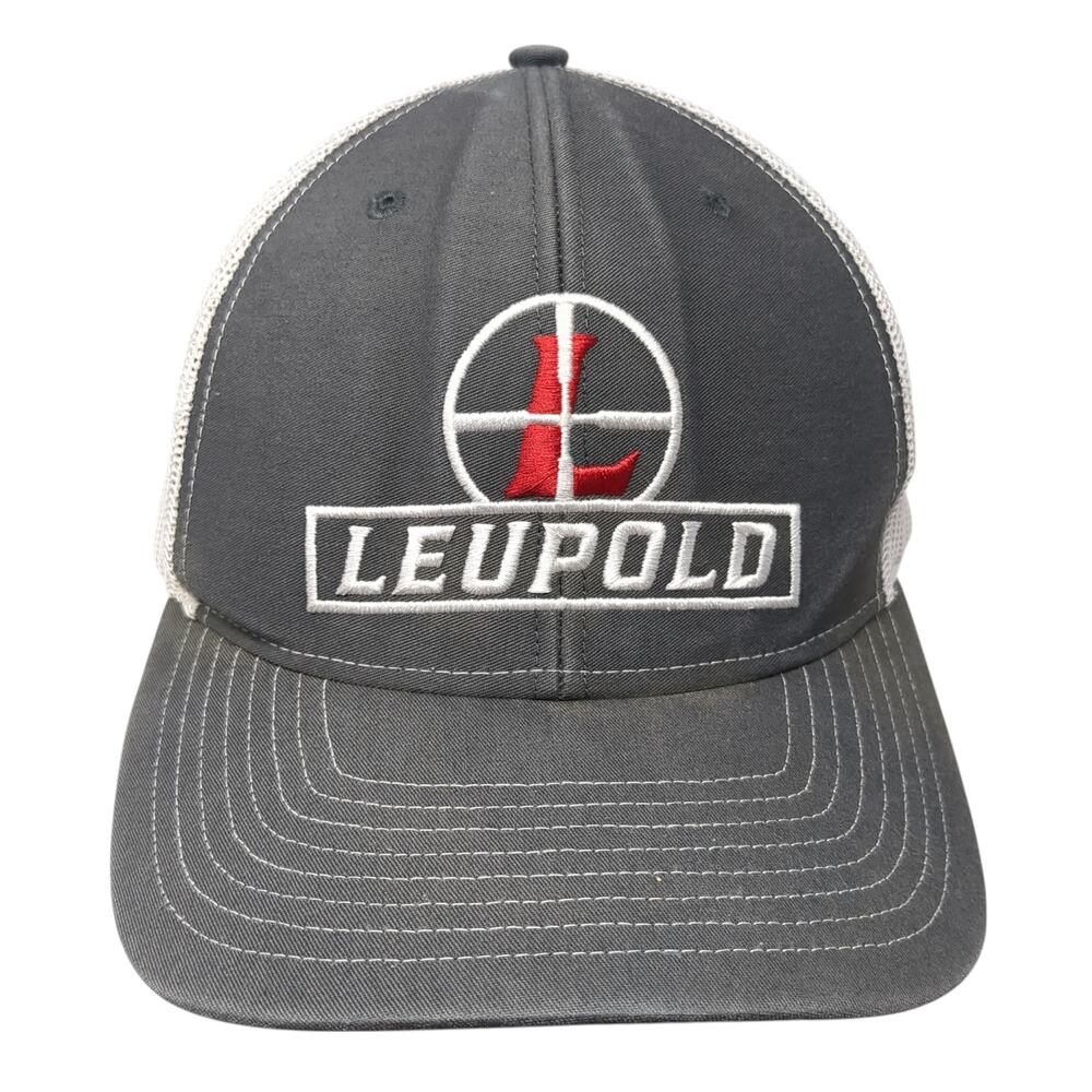 Leupold Snapback Trucker Hat Gray One Size Adjustable Embroidered Mesh Back